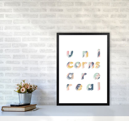 Unicorns Are Real Art Print By Orara Studio, Framed Childrens Wall Art Poster A2 White Frame