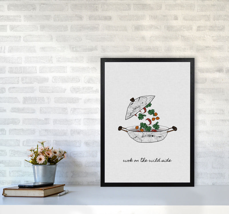 Wok On The Wild Side Print By Orara Studio, Framed Kitchen Wall Art A2 White Frame