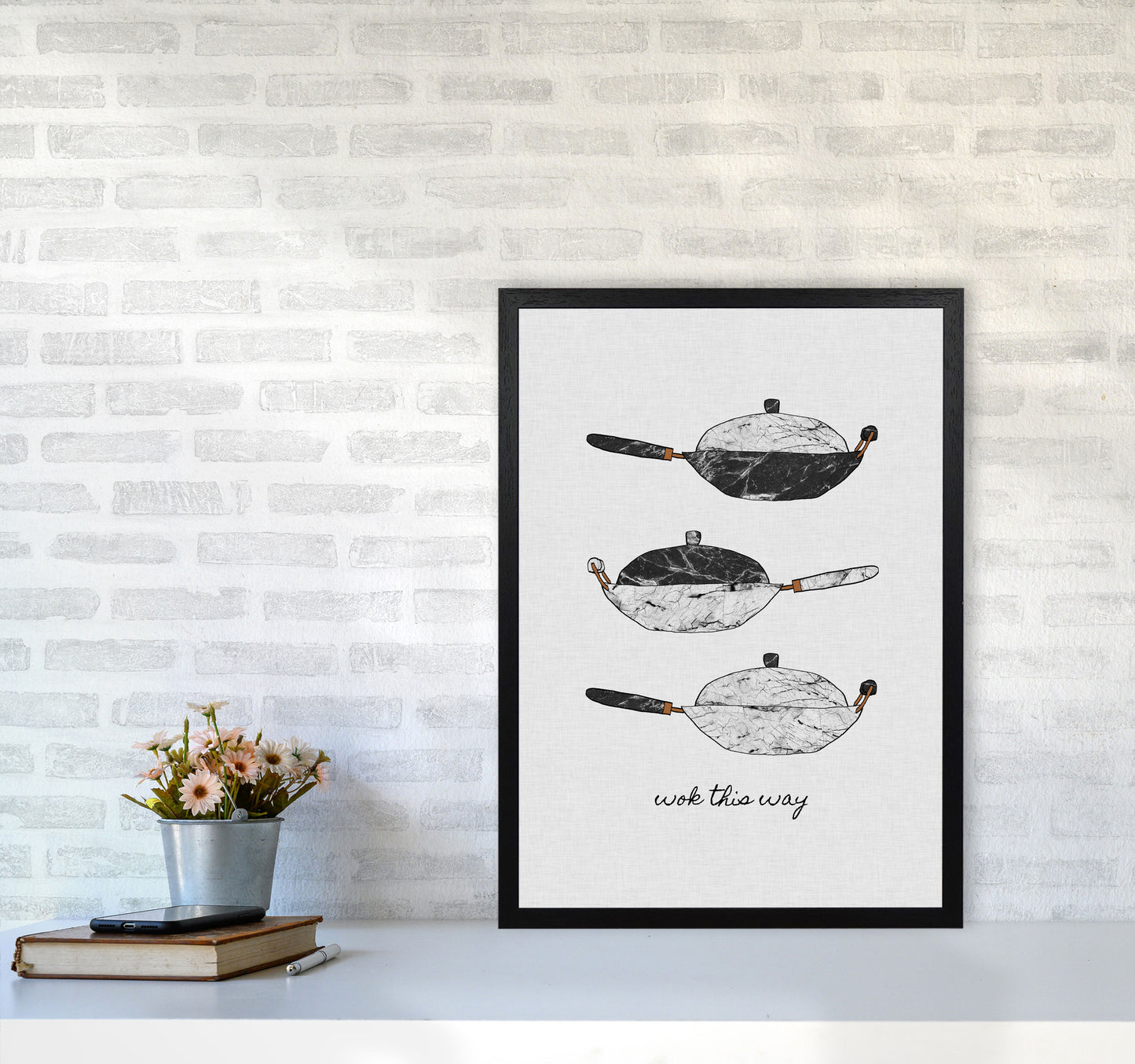 Wok This Way Print By Orara Studio, Framed Kitchen Wall Art A2 White Frame
