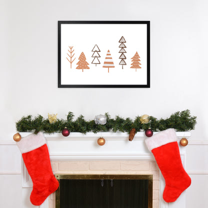 Winter Trees Illustration Christmas Art Print by Orara Studio A2 White Frame