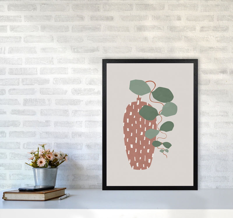 Terrazzo & Leaves Art Print by Orara Studios A2 White Frame