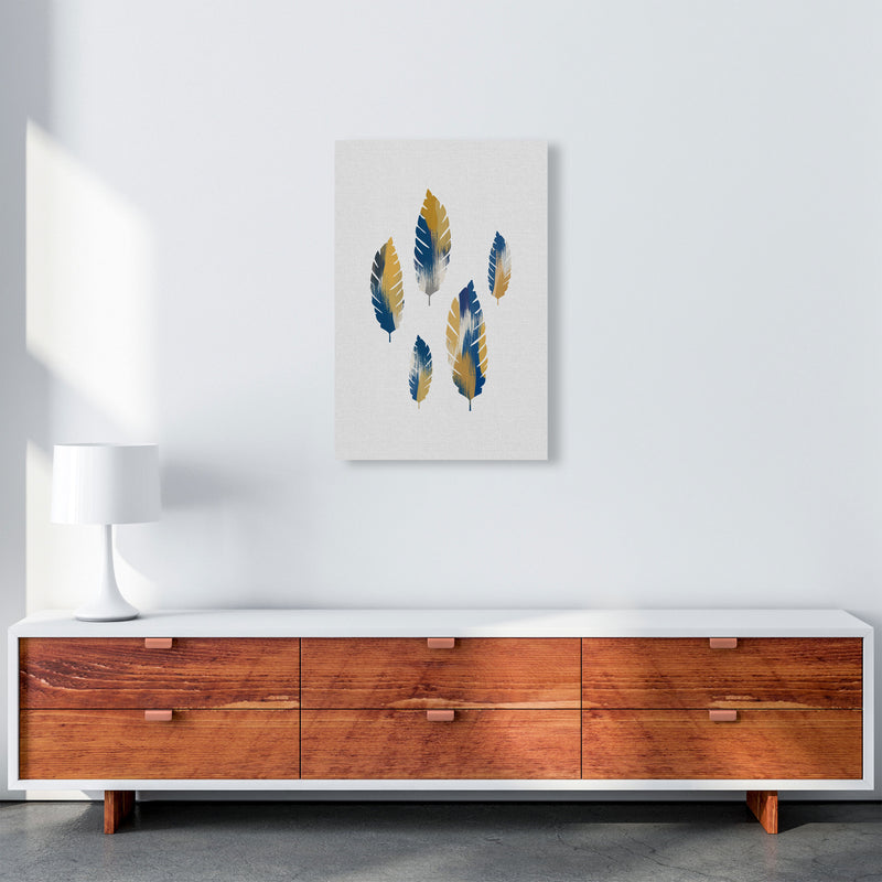 Leaves Blue & Yellow Print By Orara Studio A2 Canvas