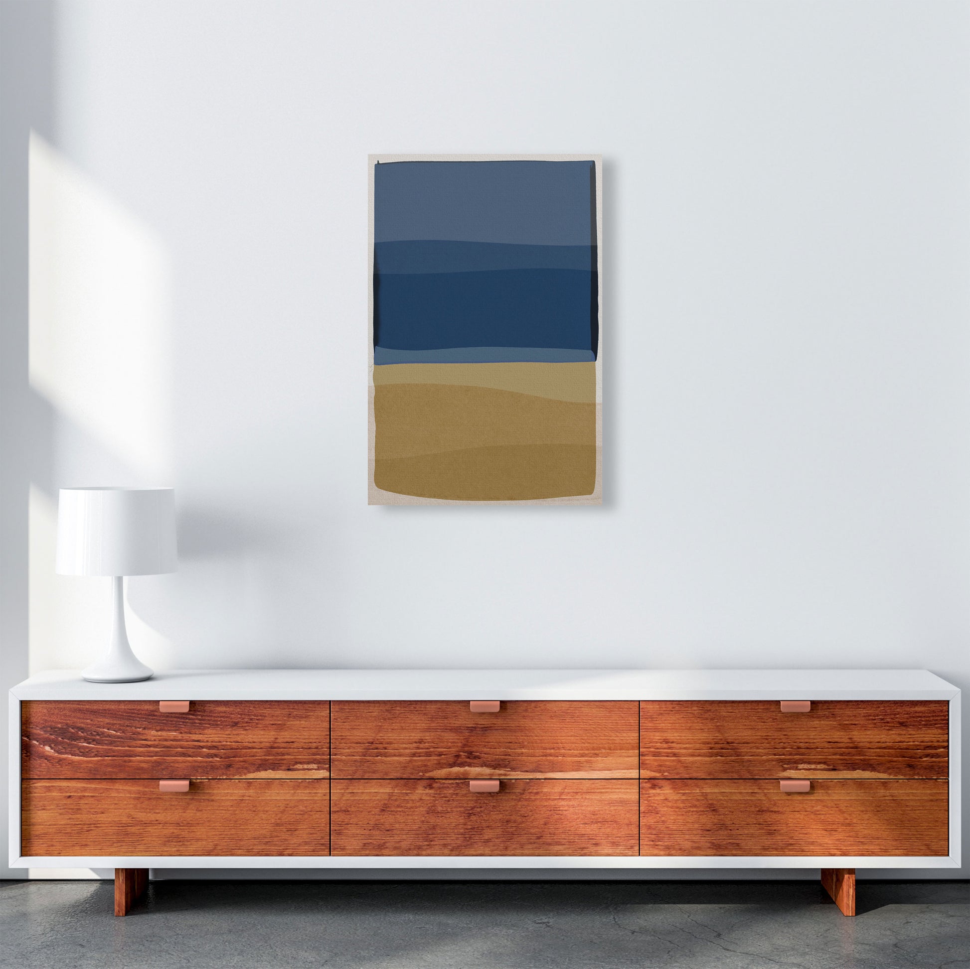 Modern Blue and Brown Abstract Art Print by Orara Studio A2 Canvas