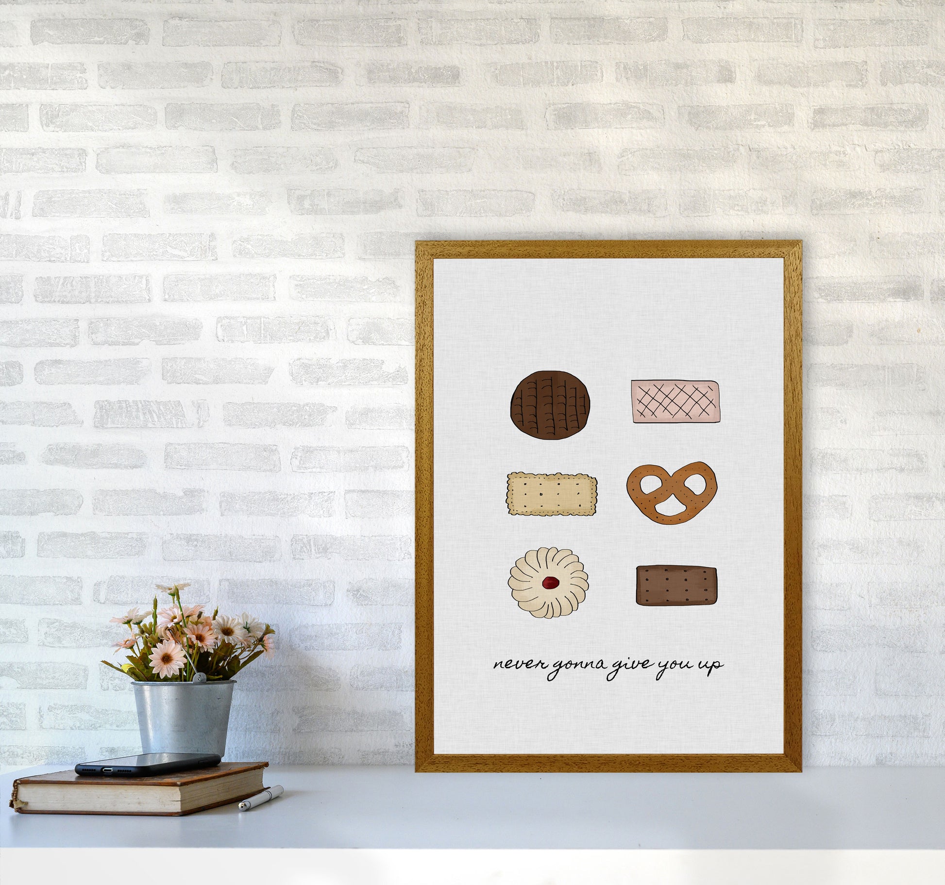 Never Gonna Give You Up Print By Orara Studio, Framed Kitchen Wall Art A2 Print Only