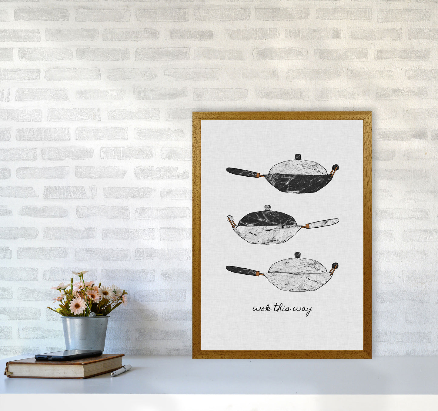 Wok This Way Print By Orara Studio, Framed Kitchen Wall Art A2 Print Only