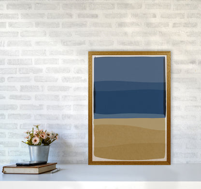 Modern Blue and Brown Abstract Art Print by Orara Studio A2 Print Only