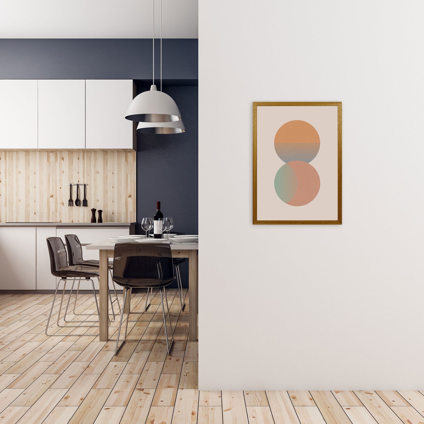 Circle Sun & Moon Colour Art Print by Orara Studio A2 Print Only