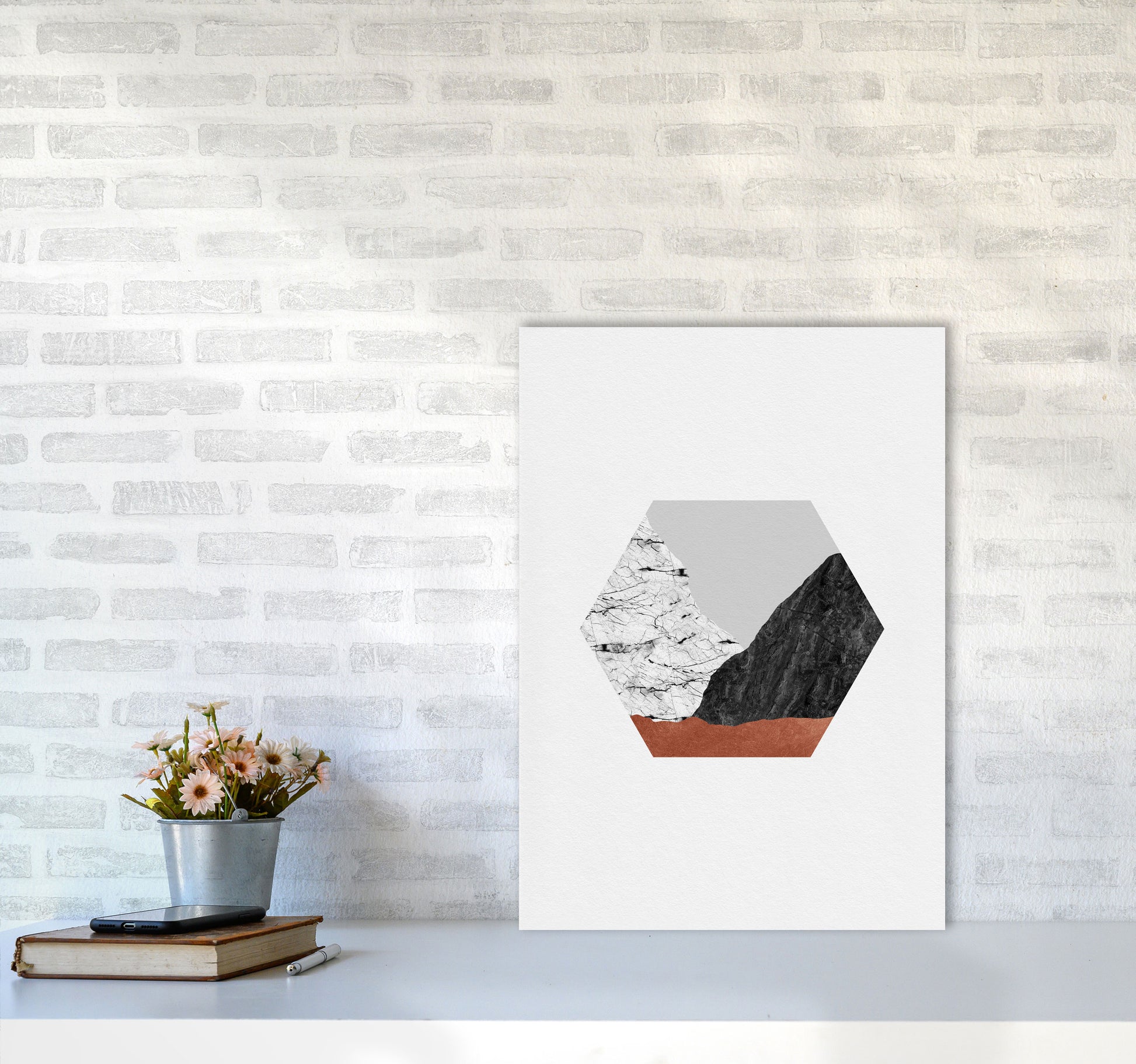 Copper Geometric I Print By Orara Studio A2 Black Frame