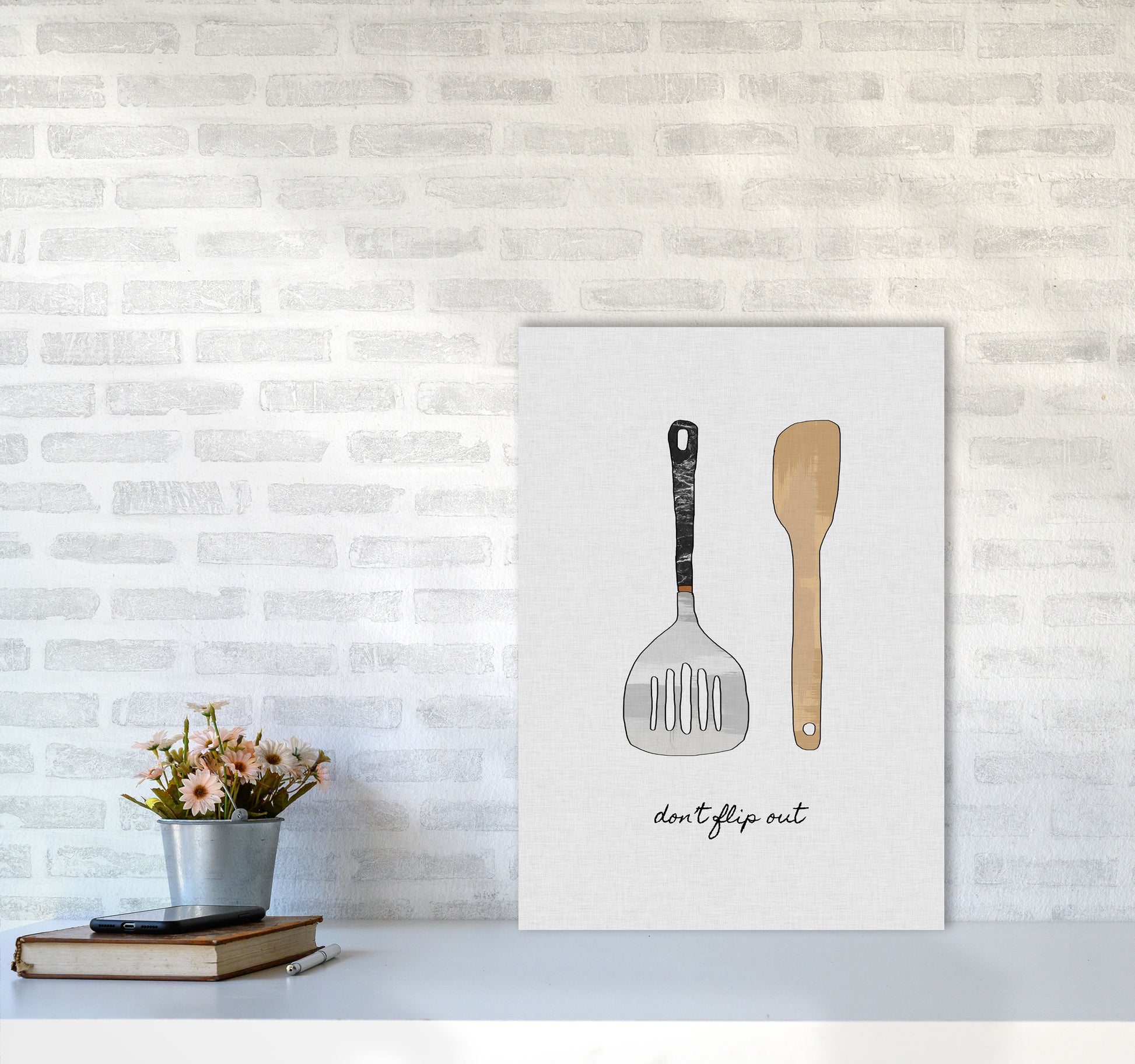 Don&#39;t Flip Out Print By Orara Studio, Framed Kitchen Wall Art A2 Black Frame