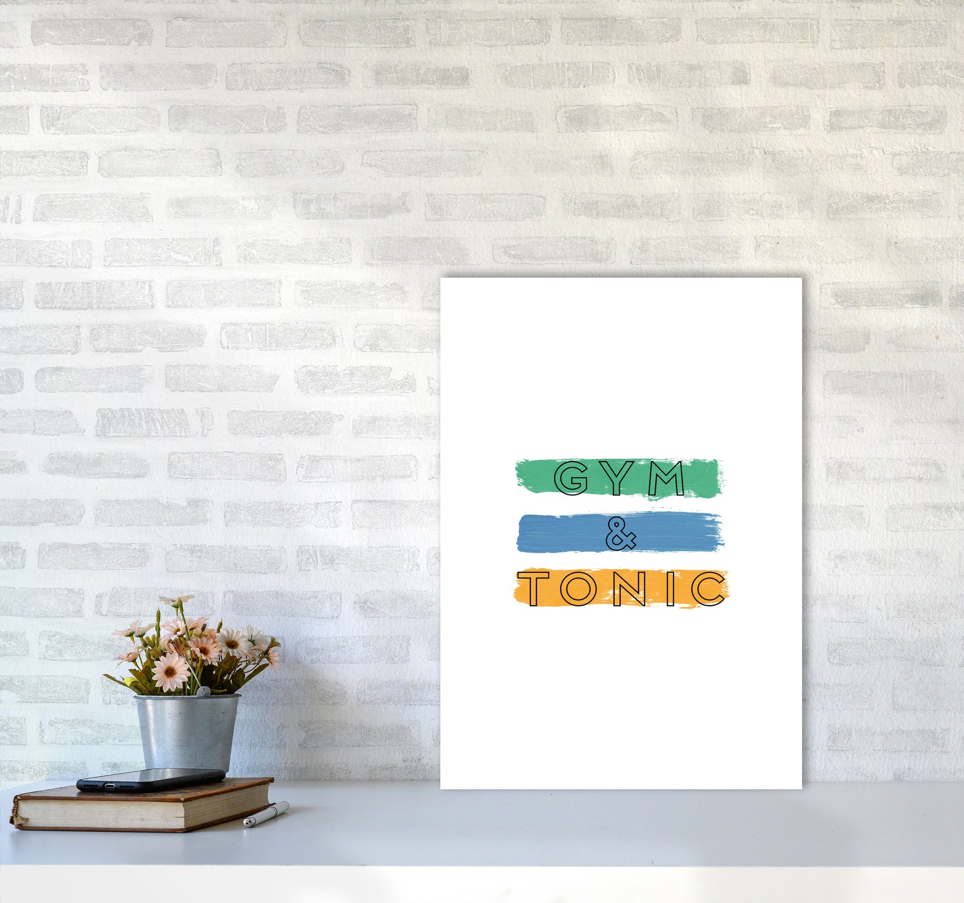 Gym & Tonic Print By Orara Studio, Framed Kitchen Wall Art A2 Black Frame
