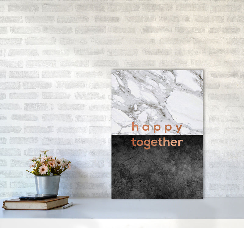 Happy Together Copper Quote Print By Orara Studio A2 Black Frame