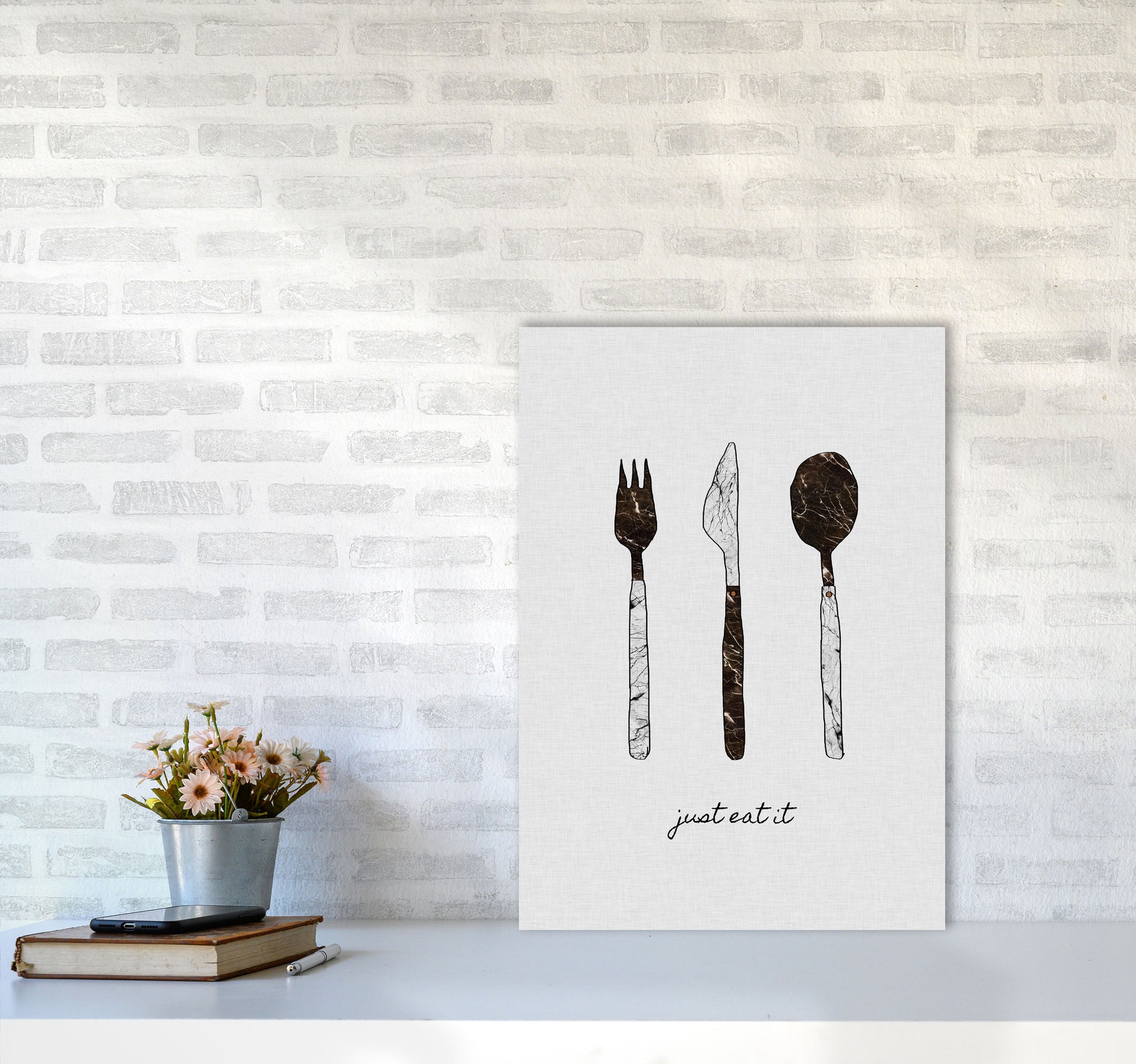 Just Eat It Print By Orara Studio, Framed Kitchen Wall Art A2 Black Frame