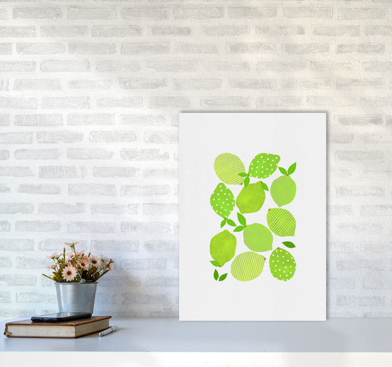 Lime Crowd Print By Orara Studio, Framed Kitchen Wall Art A2 Black Frame