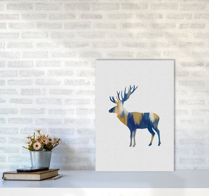 Moose Blue & Yellow Print By Orara Studio Animal Art Print A2 Black Frame