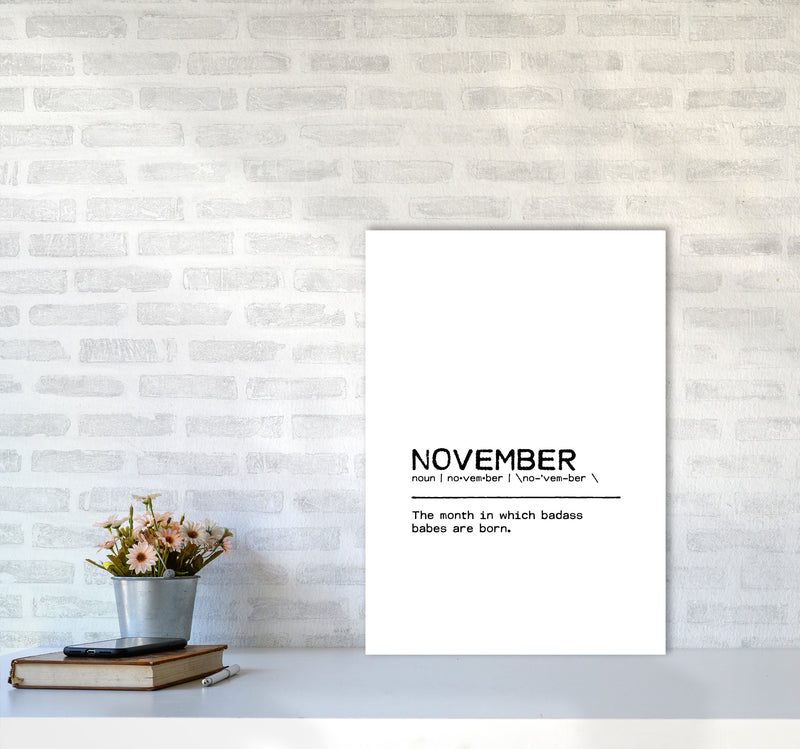 November Badass Definition Quote Print By Orara Studio A2 Black Frame