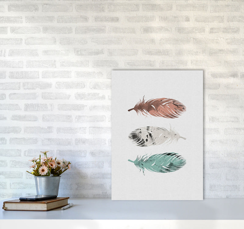 Pastel Feathers Print By Orara Studio, Framed Botanical & Nature Art Print A2 Black Frame