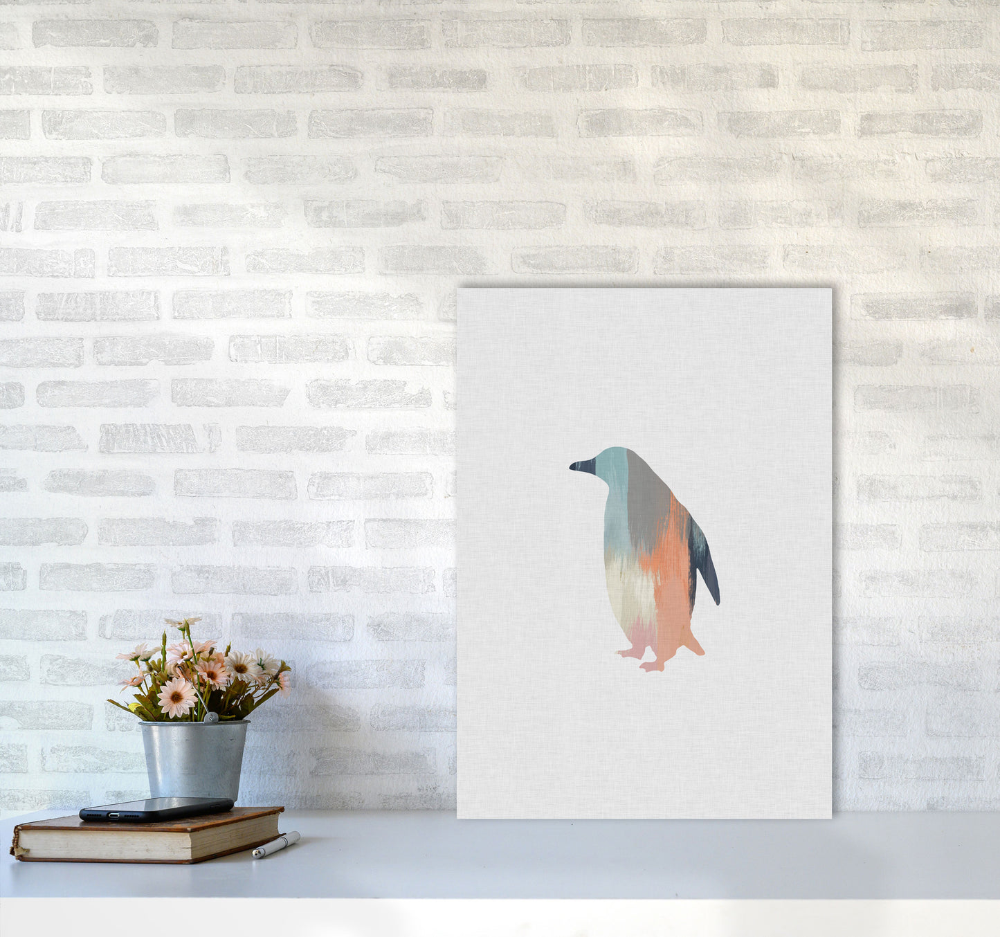 Pastel Penguin Print By Orara Studio Animal Art Print A2 Black Frame