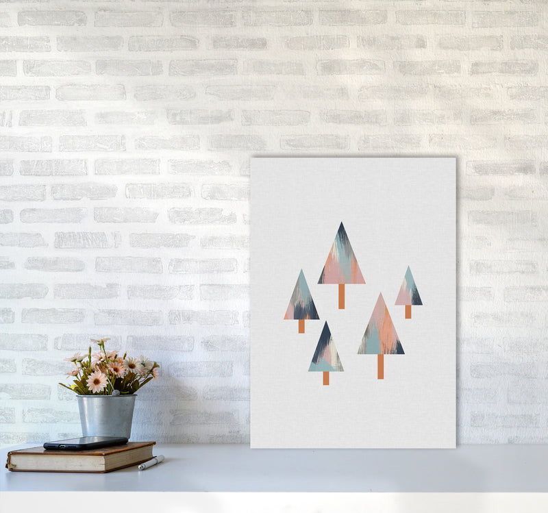 Pastel Trees Print By Orara Studio, Framed Botanical & Nature Art Print A2 Black Frame