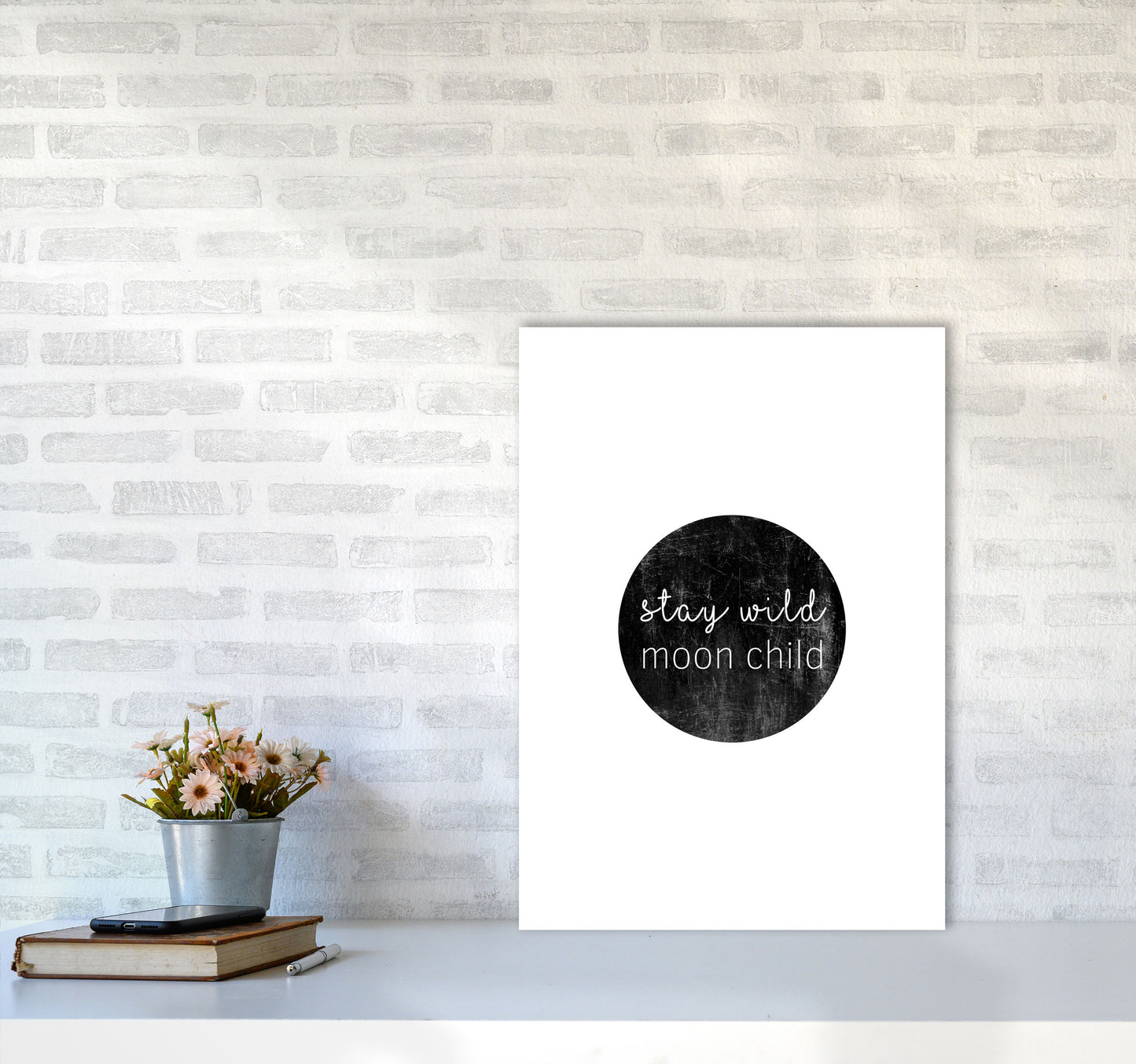 Stay Wild Moon Child Typography Print By Orara Studio A2 Black Frame