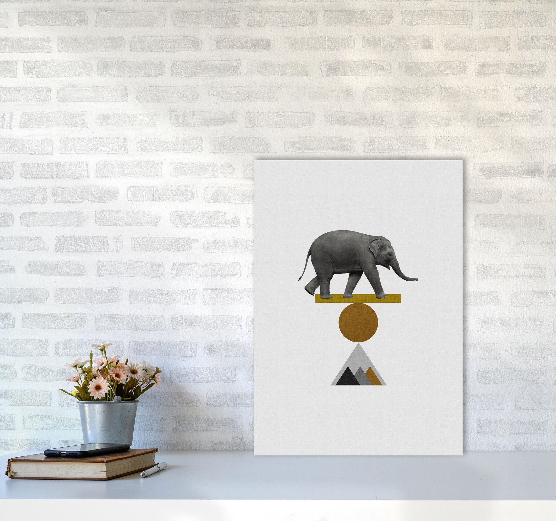 Tribal Elephant Print By Orara Studio Animal Art Print A2 Black Frame