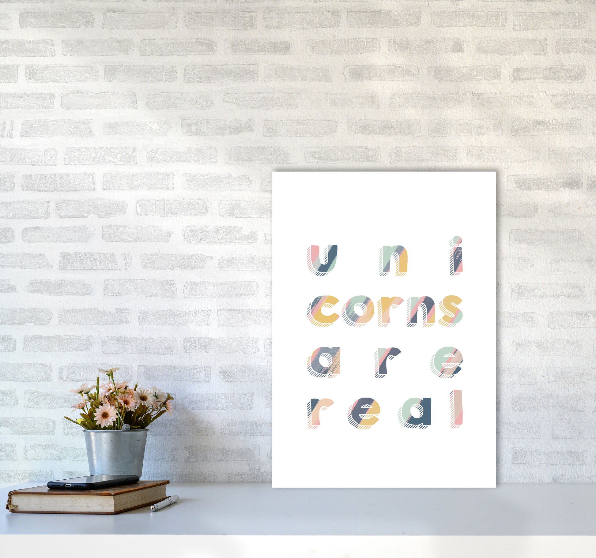 Unicorns Are Real Art Print By Orara Studio, Framed Childrens Wall Art Poster A2 Black Frame