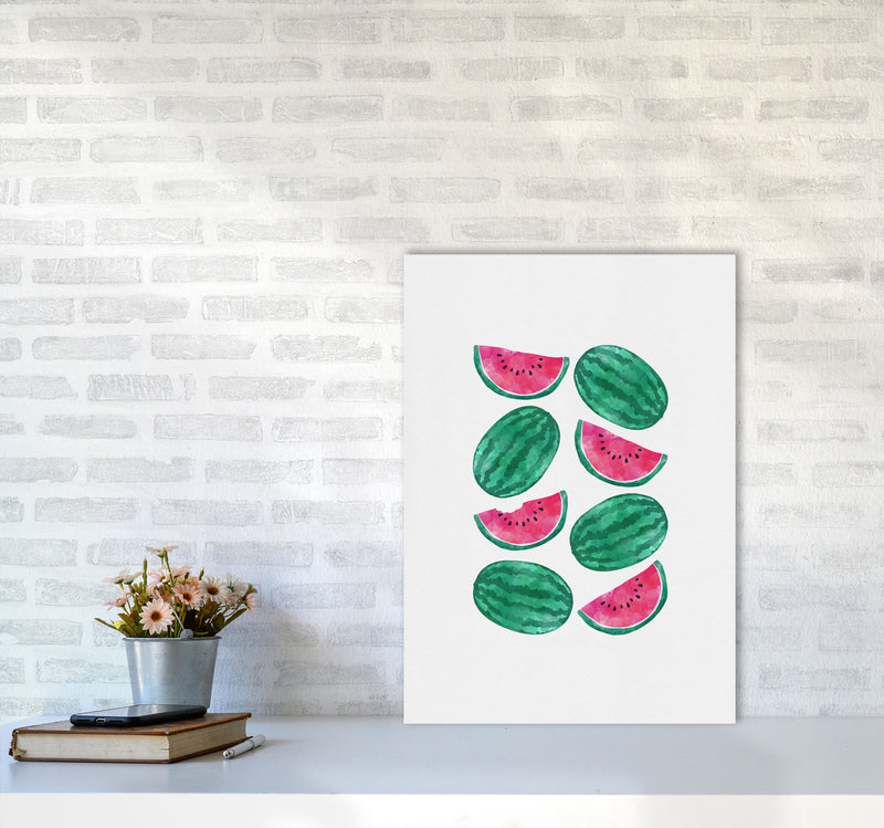 Watermelon Crowd Print By Orara Studio, Framed Kitchen Wall Art A2 Black Frame