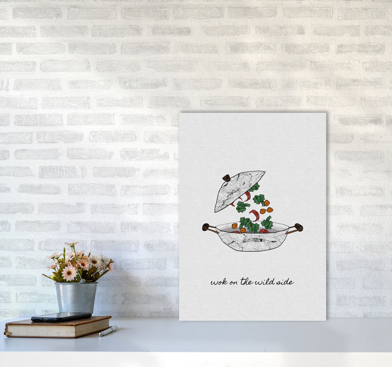 Wok On The Wild Side Print By Orara Studio, Framed Kitchen Wall Art A2 Black Frame