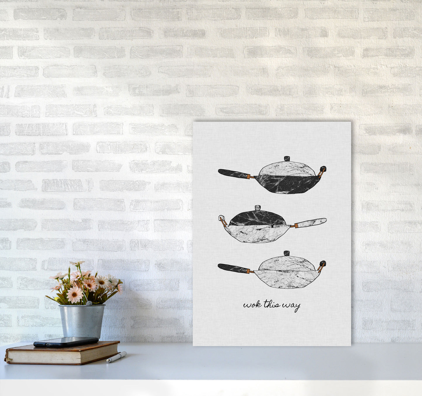 Wok This Way Print By Orara Studio, Framed Kitchen Wall Art A2 Black Frame