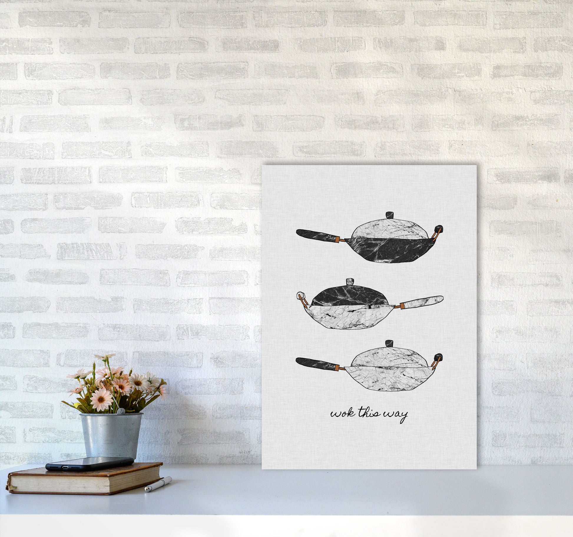 Wok This Way Print By Orara Studio, Framed Kitchen Wall Art A2 Black Frame