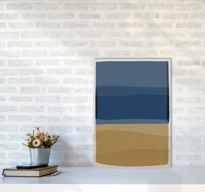 Modern Blue and Brown Abstract Art Print by Orara Studio A2 Black Frame