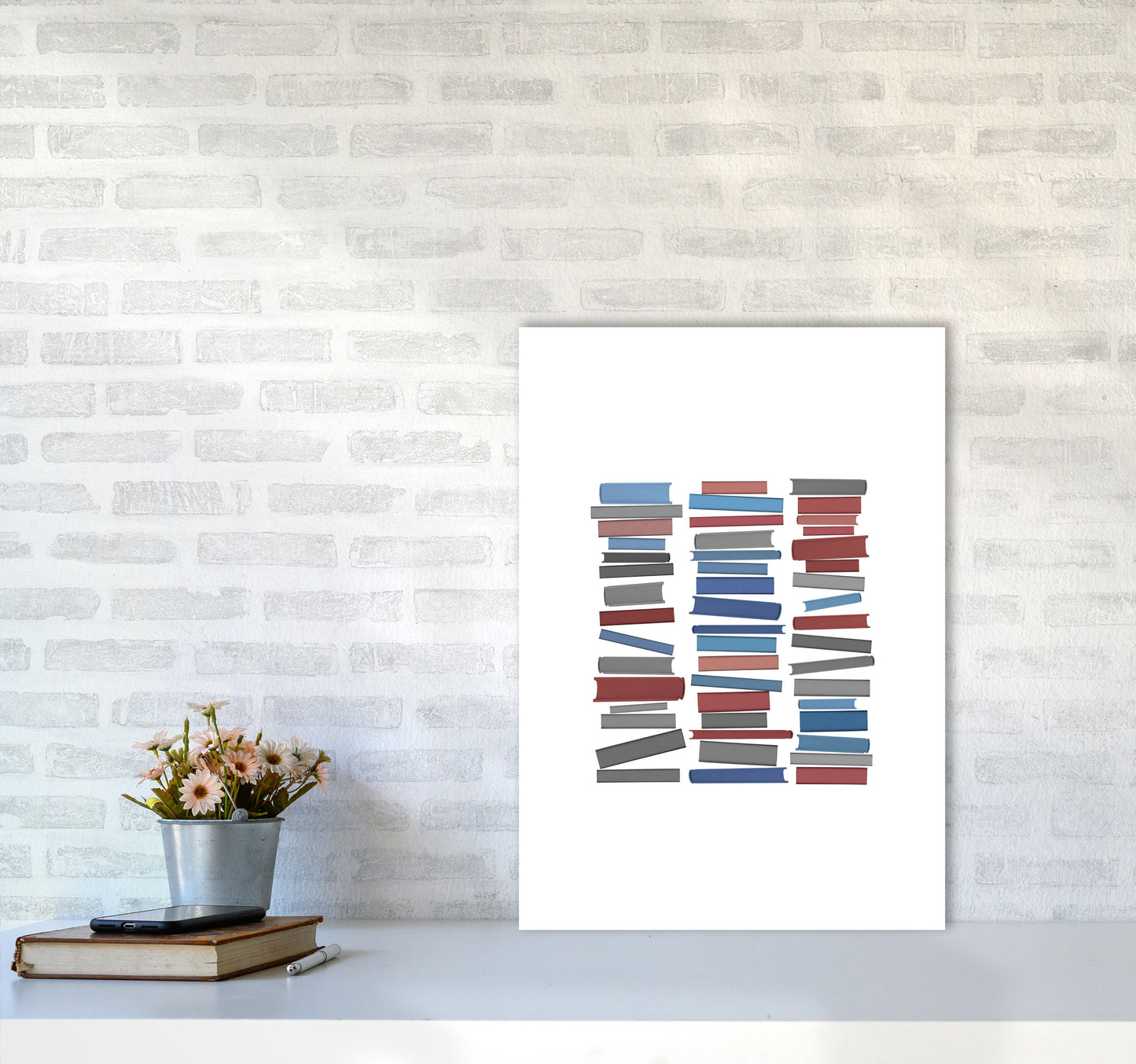 Books Colourful Abstract Art Print by Orara Studio A2 Black Frame