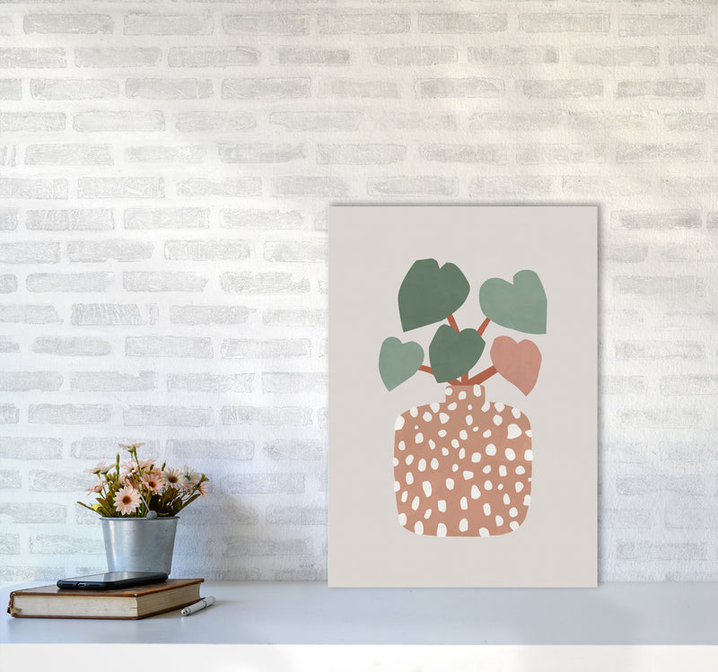 Terrazzo & Heart Plant Art Print by Orara Studios A2 Black Frame