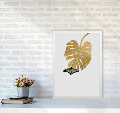 Butterfly & Monstera Leaf Print By Orara Studio A2 Oak Frame