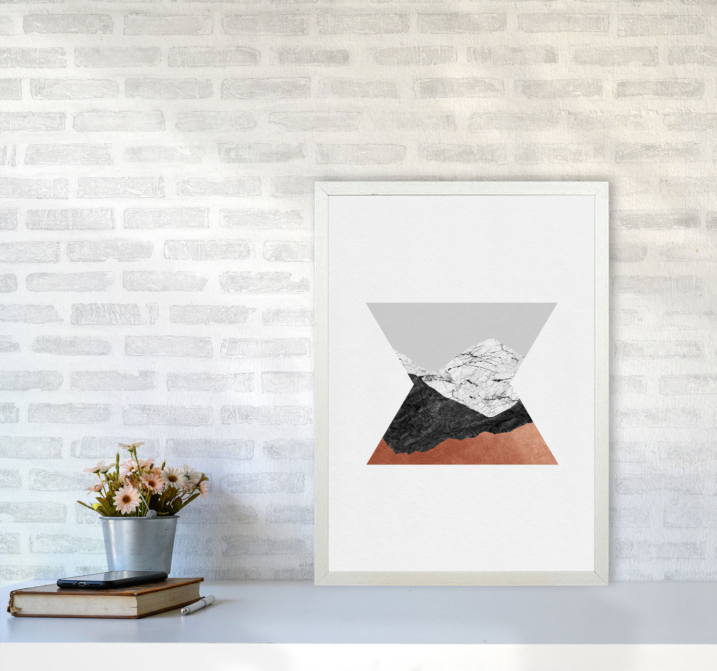 Copper Geometric IV Print By Orara Studio A2 Oak Frame