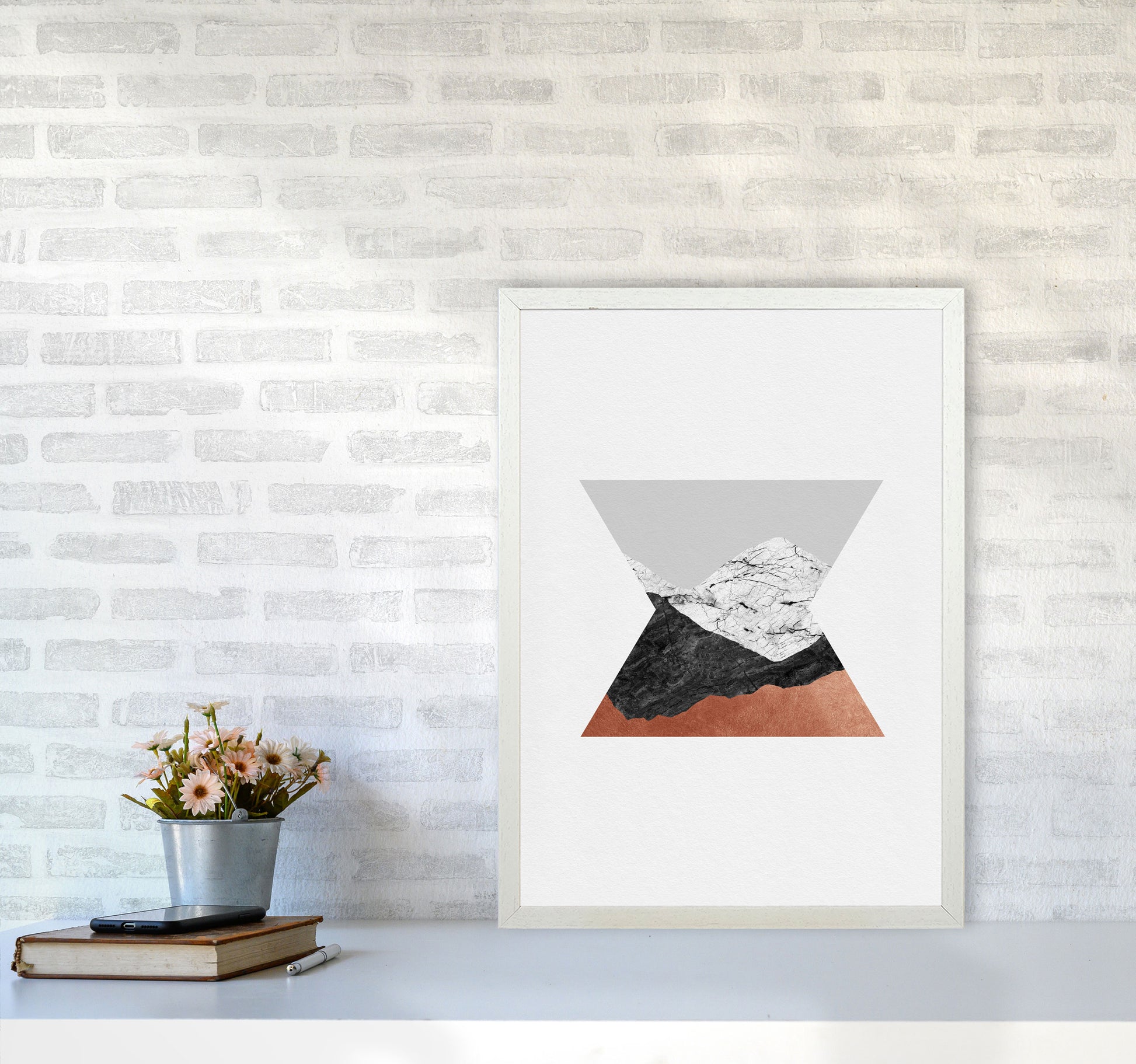 Copper Geometric IV Print By Orara Studio A2 Oak Frame
