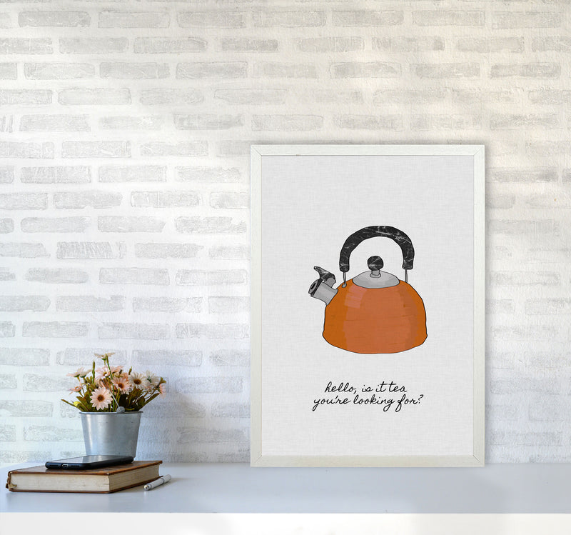 Hello Is It Tea Print By Orara Studio, Framed Kitchen Wall Art A2 Oak Frame