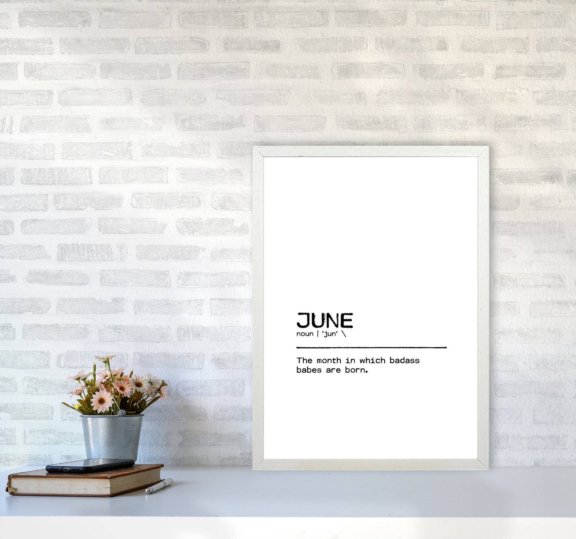 June Badass Definition Quote Print By Orara Studio A2 Oak Frame