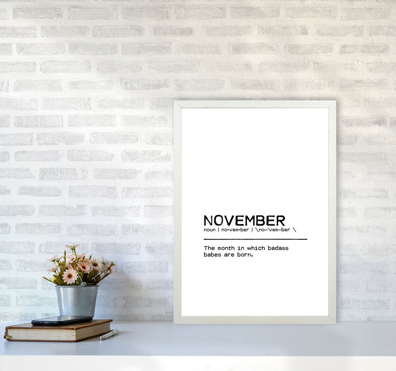 November Badass Definition Quote Print By Orara Studio A2 Oak Frame