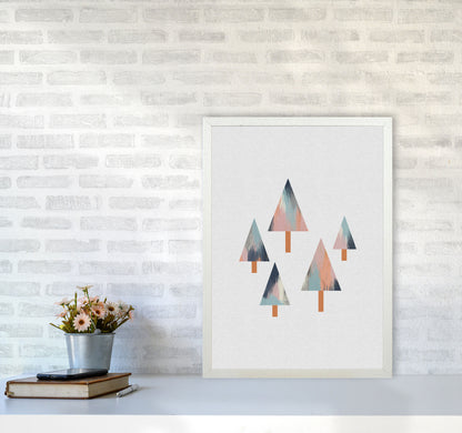 Pastel Trees Print By Orara Studio, Framed Botanical & Nature Art Print A2 Oak Frame
