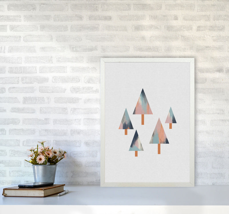 Pastel Trees Print By Orara Studio, Framed Botanical & Nature Art Print A2 Oak Frame