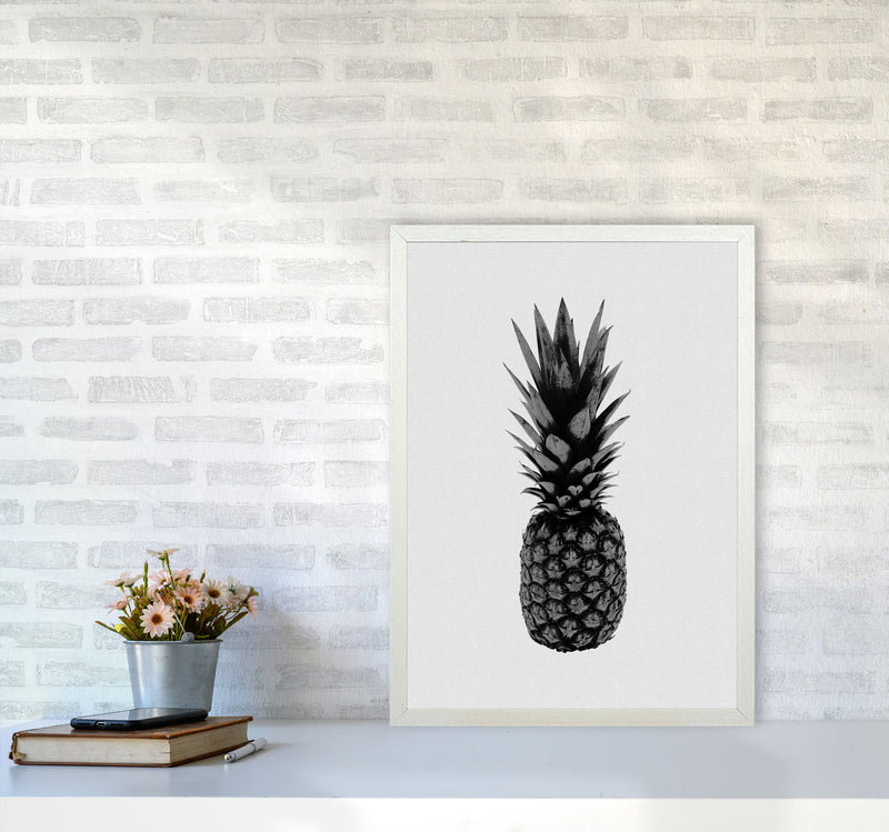 Pineapple Black & White Print By Orara Studio, Framed Kitchen Wall Art A2 Oak Frame
