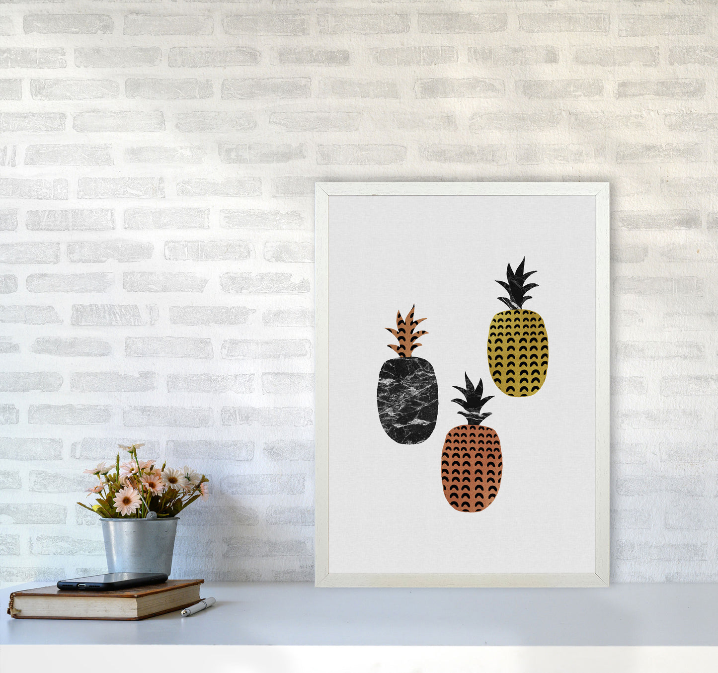 Pineapples Print By Orara Studio, Framed Kitchen Wall Art A2 Oak Frame
