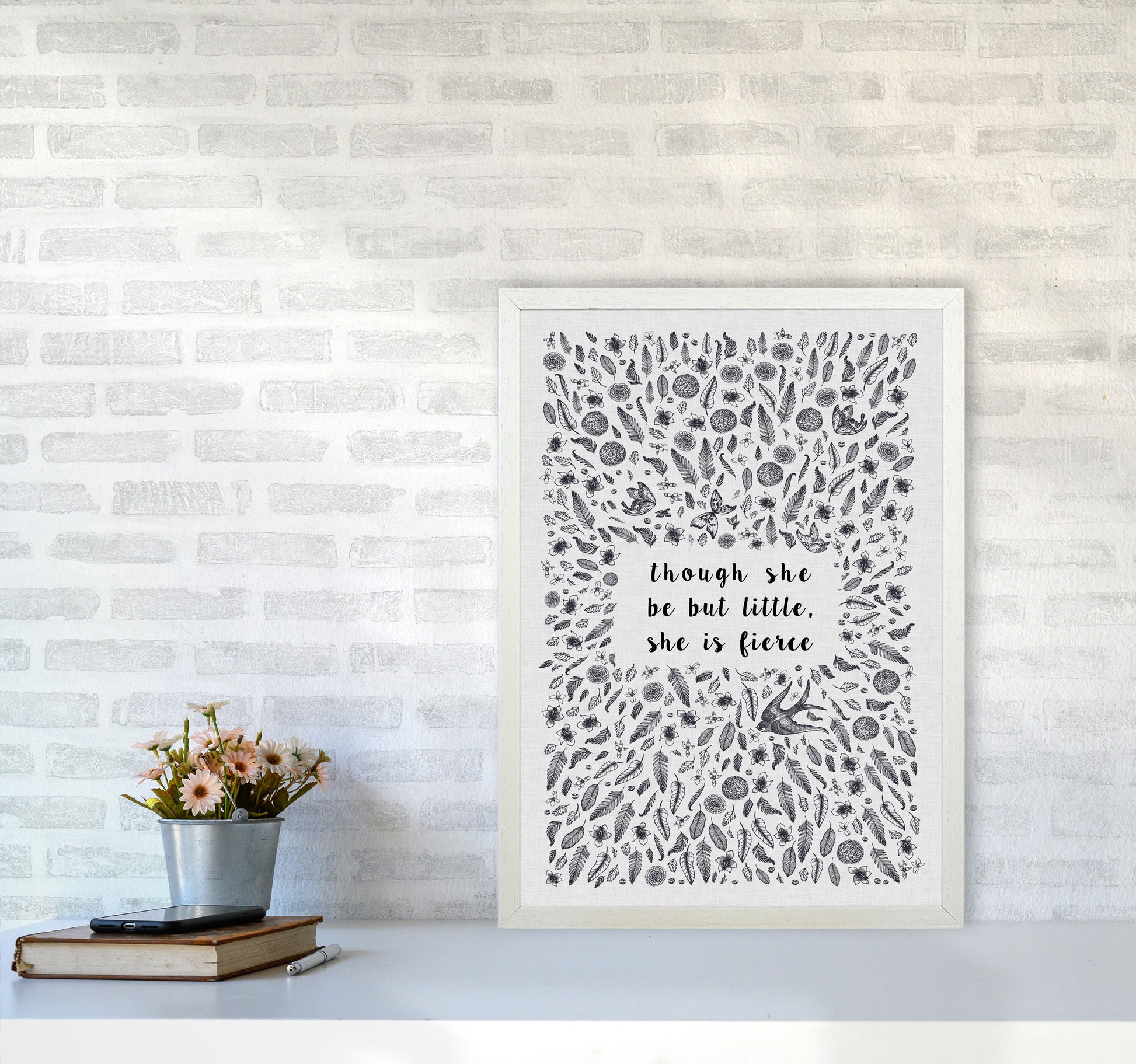 Though She Be But Little, She Is Fierce Print By Orara Studio A2 Oak Frame