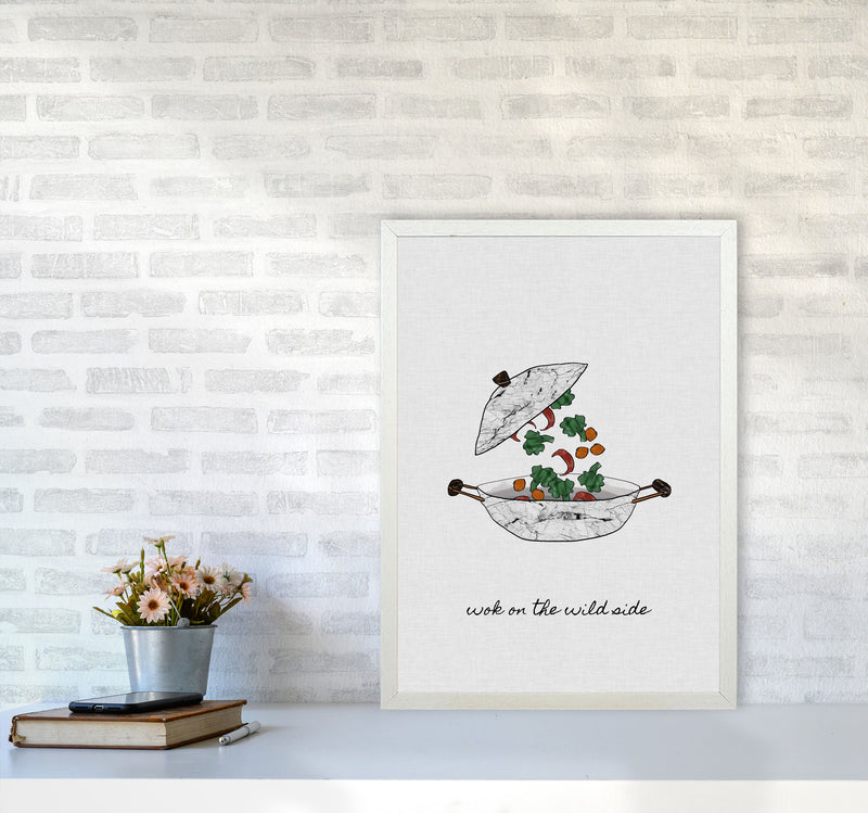 Wok On The Wild Side Print By Orara Studio, Framed Kitchen Wall Art A2 Oak Frame