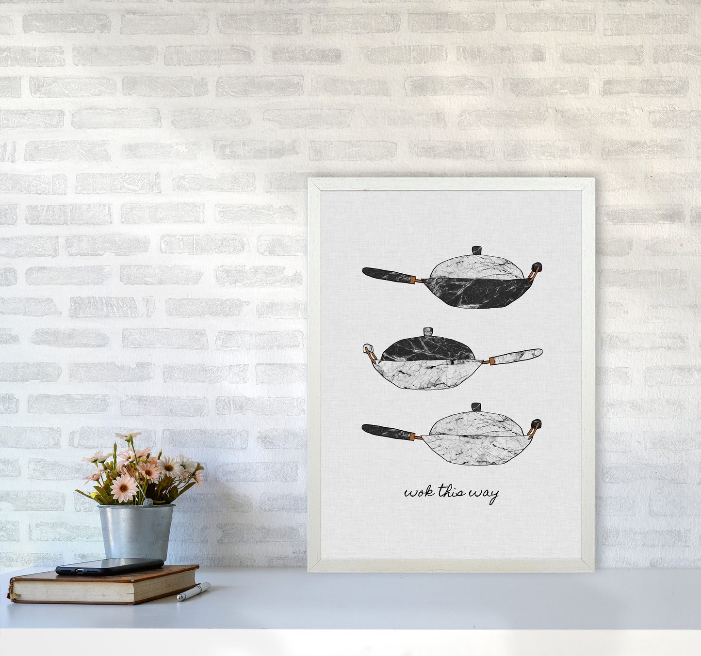 Wok This Way Print By Orara Studio, Framed Kitchen Wall Art A2 Oak Frame