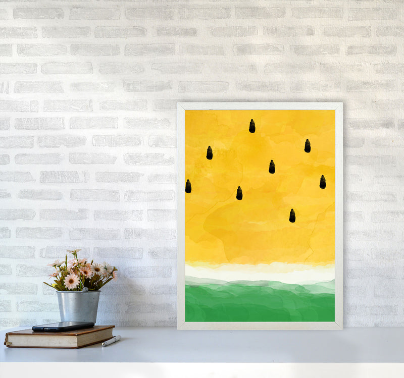 Yellow Watermelon Print By Orara Studio, Framed Kitchen Wall Art A2 Oak Frame