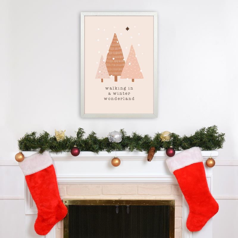 Walking In A Winter Wonderdland Christmas Art Print by Orara Studio A2 Oak Frame