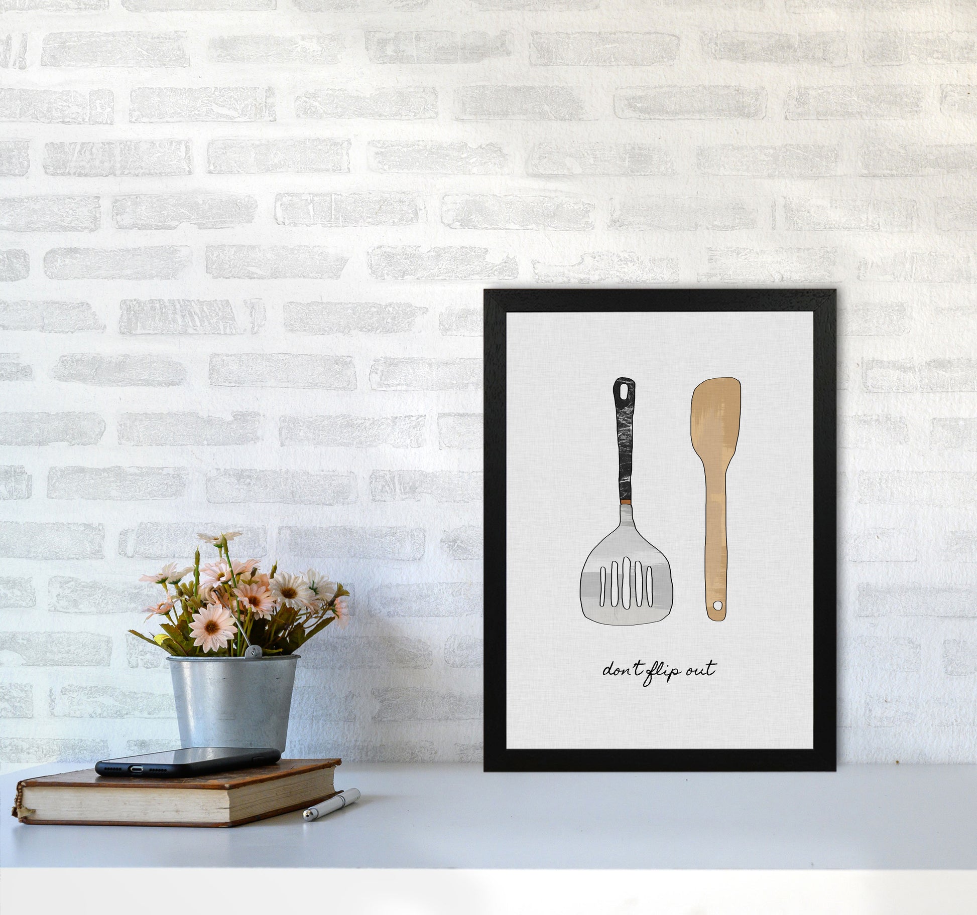 Don&#39;t Flip Out Print By Orara Studio, Framed Kitchen Wall Art A3 White Frame