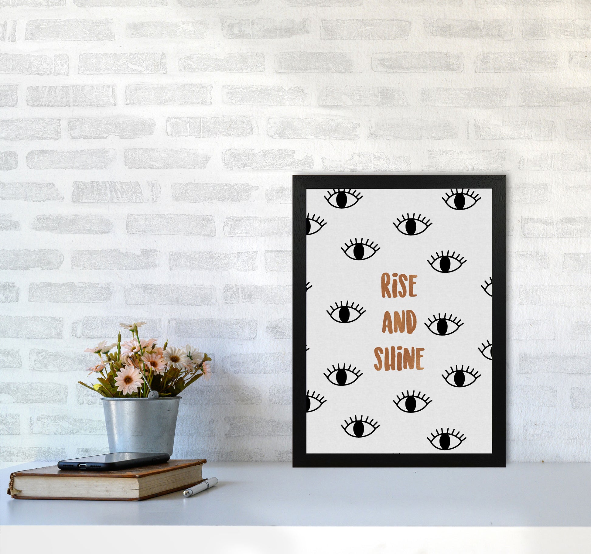 Rise & Shine Bedroom Quote Print By Orara Studio A3 White Frame