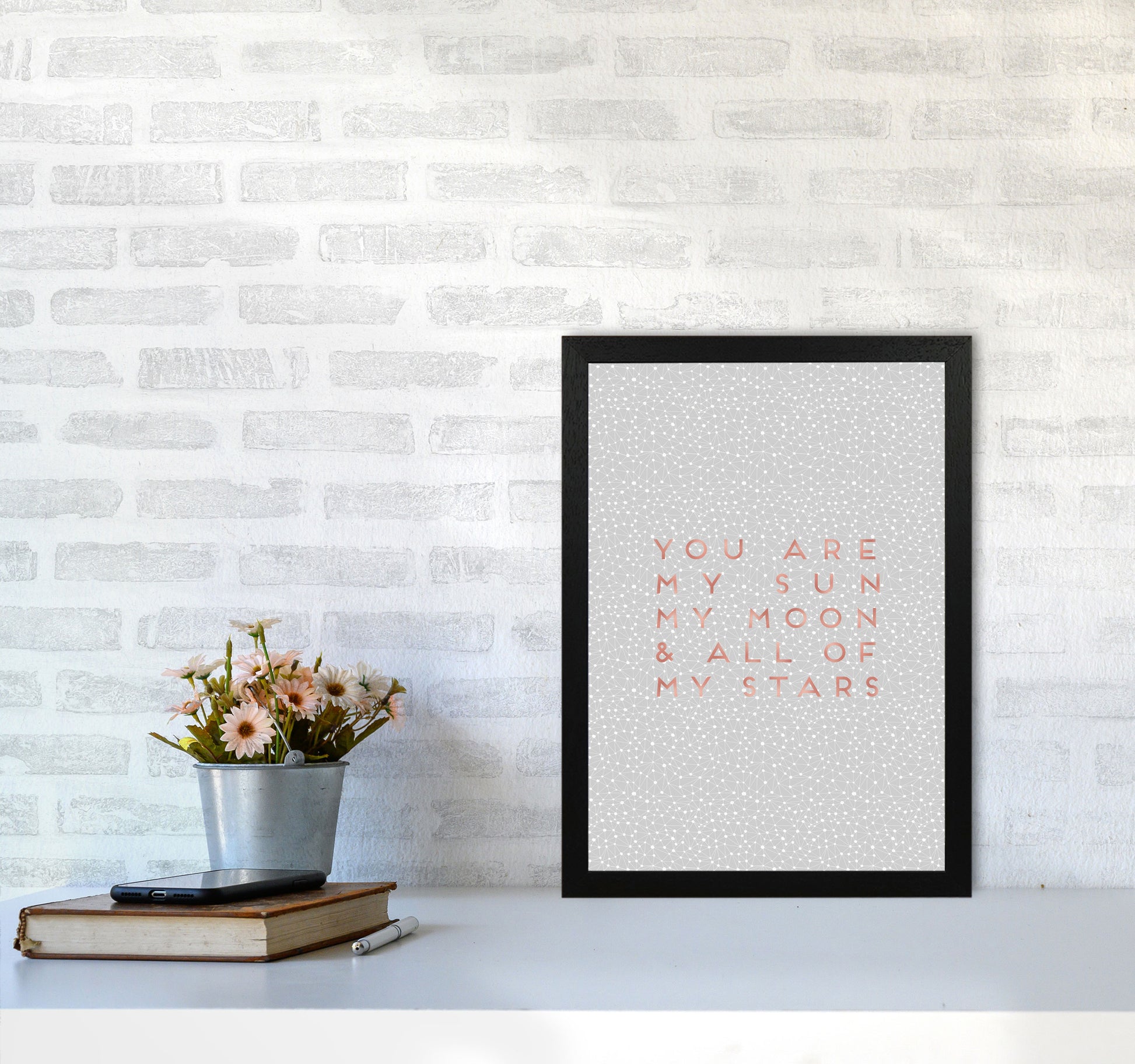 Sun, Moon & Stars Love Quote Print By Orara Studio A3 White Frame